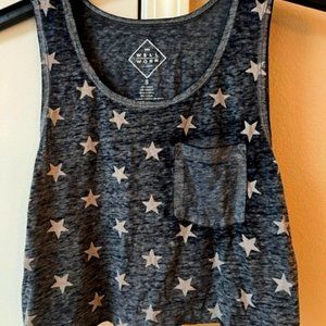 Navy marled Stars crop tank top